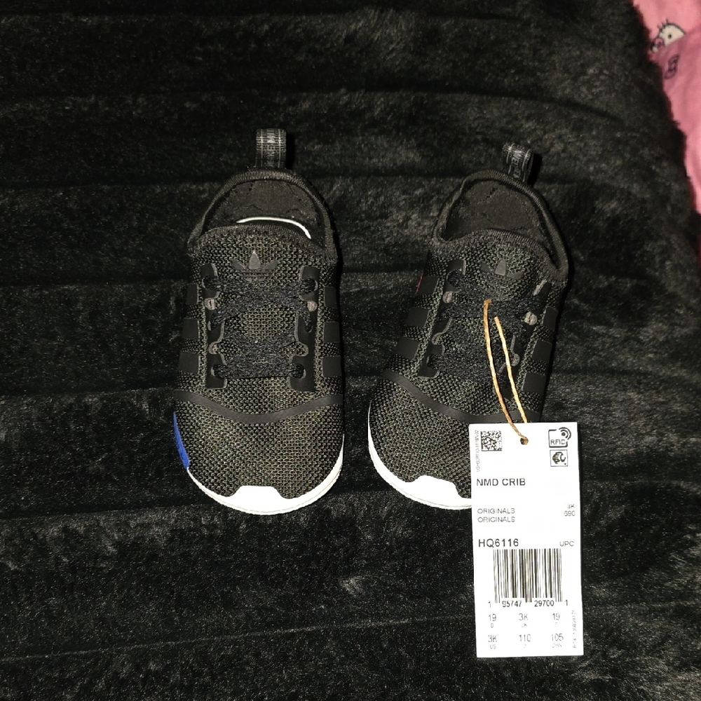 Adidas Kids Black Sneakers with White Soles